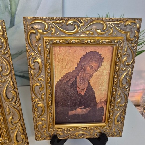 Vintage Ornate Small Golden Framed Byzantine-Style Icons Set - photo 3