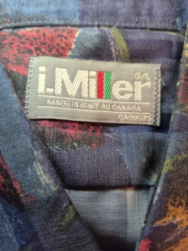 Vintage NWOT i.Miller Men's Navy Floral Button-Up Shirt Large - photo 2
