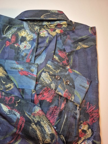 Vintage NWOT i.Miller Men's Navy Floral Button-Up Shirt Large - photo 4