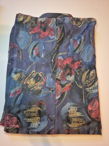 Vintage NWOT i.Miller Men's Navy Floral Button-Up Shirt Large - photo 5