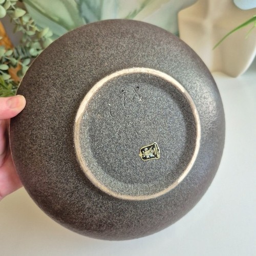Vtg Handcrafted Ceramic Bowl with Swirl Design Aqua Interior - photo 4