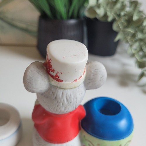 Vtg Bisque Porcelain Santa Bear And Drummer Mouse Candle Holders - photo 5