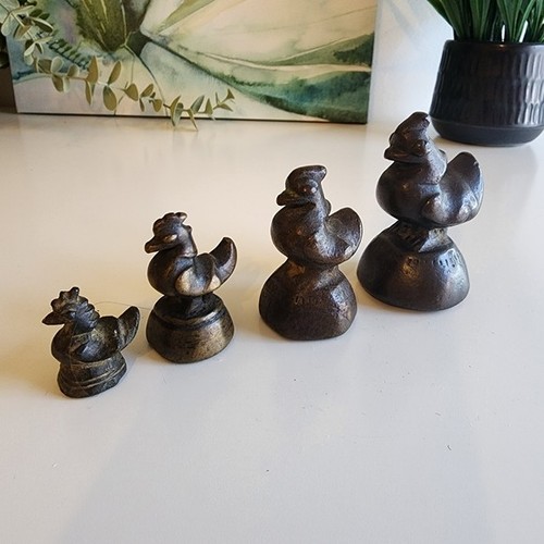 Set of Four Vintage Bronze Asian Rooster Opium Measuring Weights - photo 2