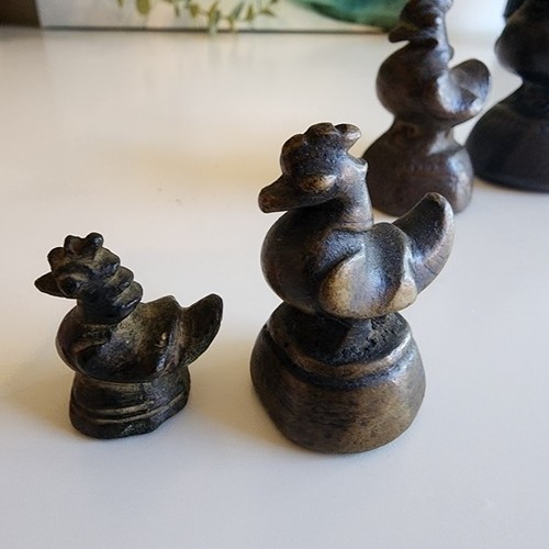 Set of Four Vintage Bronze Asian Rooster Opium Measuring Weights - photo 4