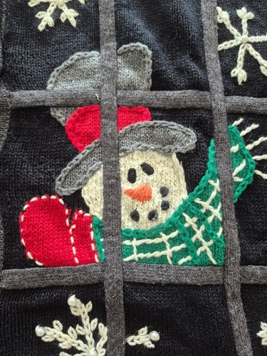 Vintage Black Holiday Windows Knit Cardigan Size L - photo 5