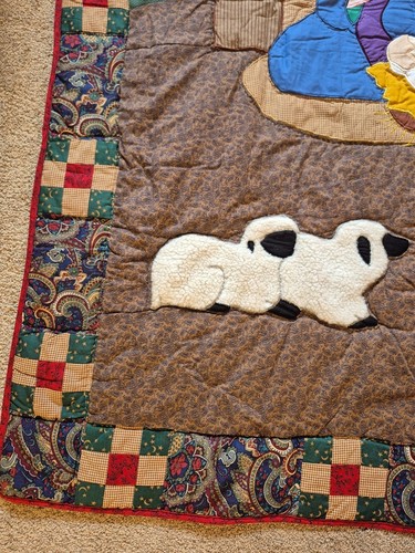 Vintage Handmade Christmas Nativity Scene Quilt 59x48 - photo 3