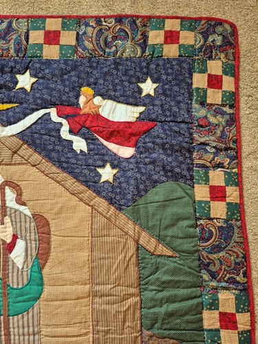 Vintage Handmade Christmas Nativity Scene Quilt 59x48 - photo 5