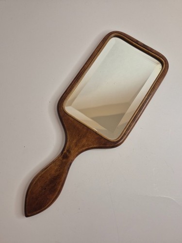 Antique Wooden Hand Held Vanity Dresser Mirror - photo 2