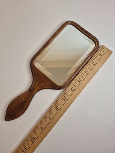 Antique Wooden Hand Held Vanity Dresser Mirror - photo 5
