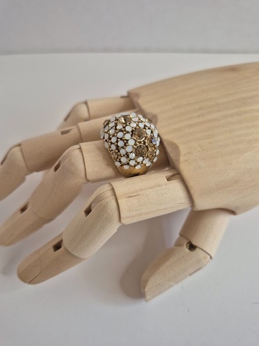 Gold Dome Cocktail Ring with Clustered White Stones