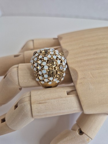 Gold Dome Cocktail Ring with Clustered White Stones - photo 2