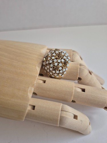 Gold Dome Cocktail Ring with Clustered White Stones - photo 3