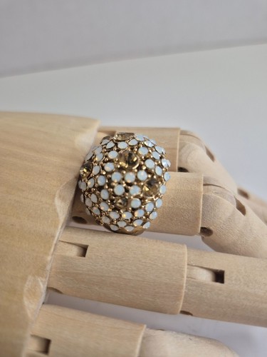 Gold Dome Cocktail Ring with Clustered White Stones - photo 4