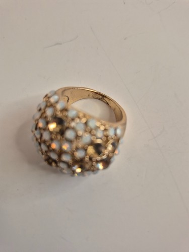 Gold Dome Cocktail Ring with Clustered White Stones - photo 5