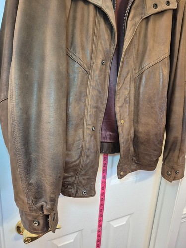 Vintage Brown Leather Men's Bomber Jacket 46" Original Patina - photo 5