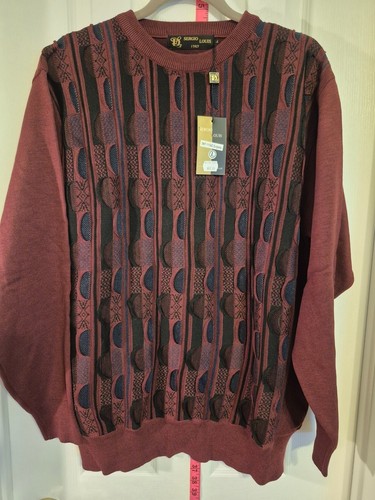 Vintage NWT Sergio Louis Italy Men's Burgundy Patterned 3D Sweat