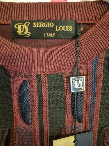 Vintage NWT Sergio Louis Italy Men's Burgundy Patterned 3D Sweat - photo 2