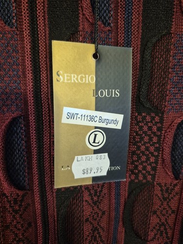 Vintage NWT Sergio Louis Italy Men's Burgundy Patterned 3D Sweat - photo 3