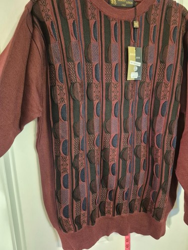 Vintage NWT Sergio Louis Italy Men's Burgundy Patterned 3D Sweat - photo 4