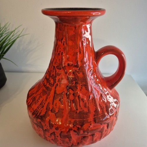 Vintage Large MCM German Fat Lava Glaze Orange Ceramic Vase