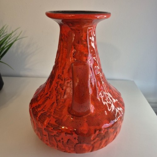 Vintage Large MCM German Fat Lava Glaze Orange Ceramic Vase - photo 3