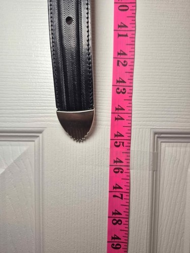Vtg NOS NWT Murakami Black Herringbone Leather Belt - photo 5