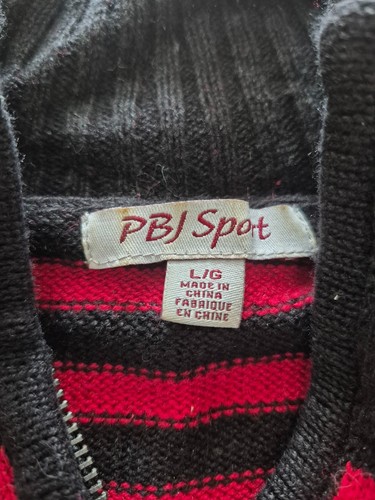 Vintage Women's Black Red Striped Zip Cardigan Sweater L - photo 2