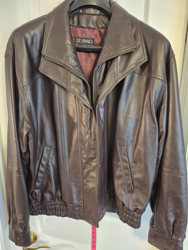 Vintage NOS NWOT Stefano Men's Brown Leather Bomber Jacket