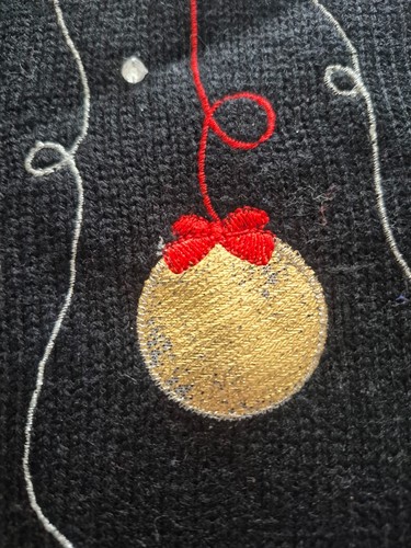 Vintage White Stag Black Christmas Tree Sweater M - photo 3