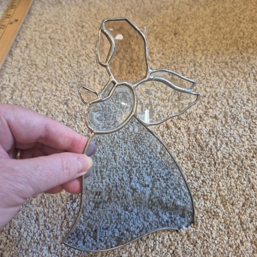 Handmade Stained Beveled Glass Angel Suncatcher Ornament - photo 4