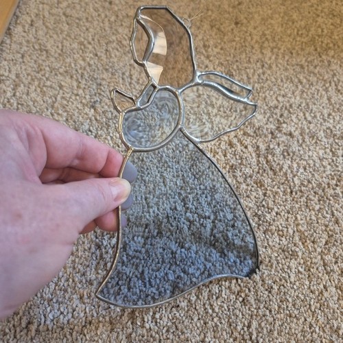 Handmade Stained Beveled Glass Angel Suncatcher Ornament - photo 5