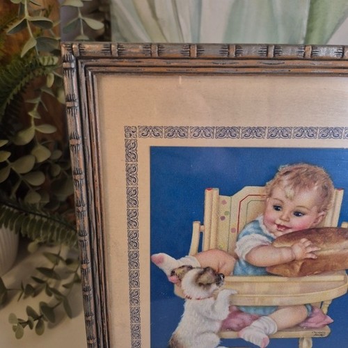 Vintage Charlotte Becker Print 'Give Us This Day...' Puppy - photo 4