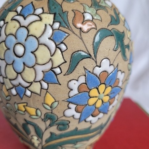 Rare Antique Aguada Toledo Enameled Vase Multicolour Flowers - photo 2