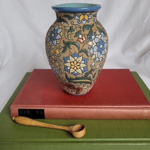 Rare Antique Aguada Toledo Enameled Vase Multicolour Flowers - photo 5