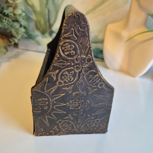 Vintage Primitive Wood And Tin Sun and Moon Decorative Caddy Box - photo 2