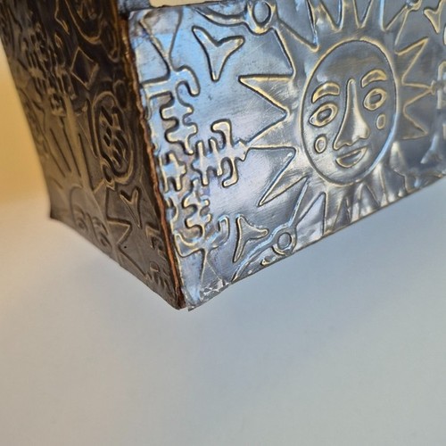 Vintage Primitive Wood And Tin Sun and Moon Decorative Caddy Box - photo 4