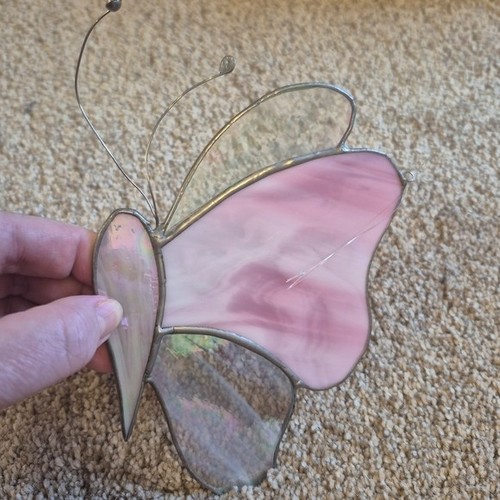 Vtg Stained Glass Butterfly Suncatcher Ornament - photo 2