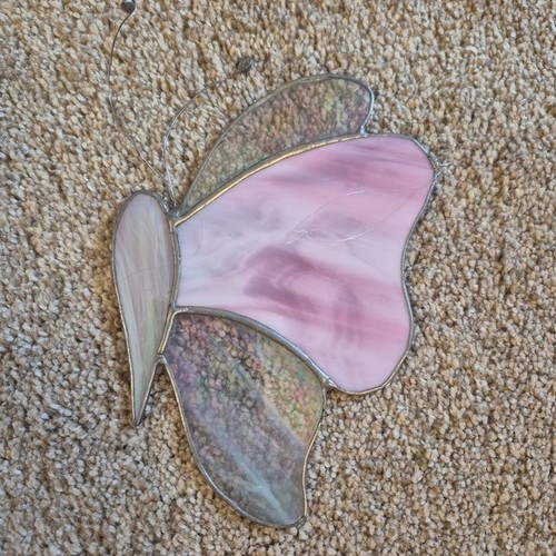 Vtg Stained Glass Butterfly Suncatcher Ornament - photo 3