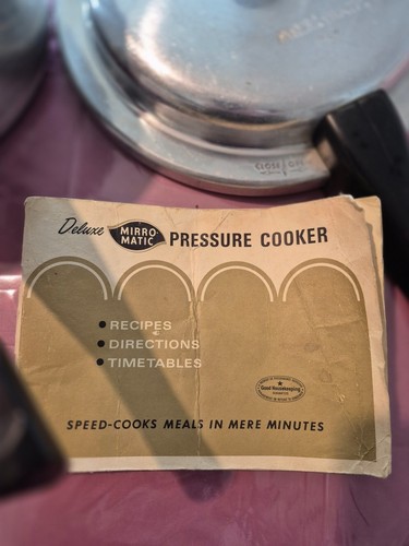 Vintage Mirro-Matic Aluminum Pressure Cooker with Black Handles - photo 4