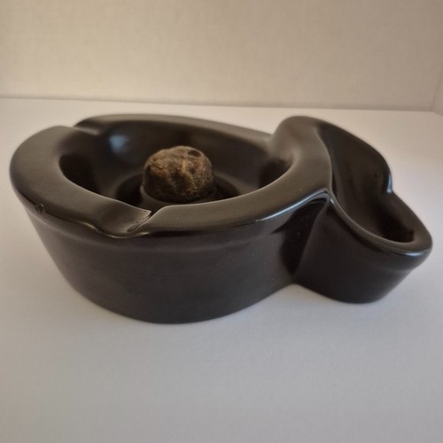 Vintage Brown Ceramic Pipe Ashtray with Knocker MCM 1960s