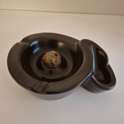 Vintage Brown Ceramic Pipe Ashtray with Knocker MCM 1960s - photo 2
