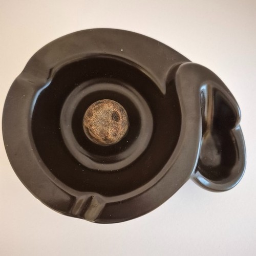 Vintage Brown Ceramic Pipe Ashtray with Knocker MCM 1960s - photo 3