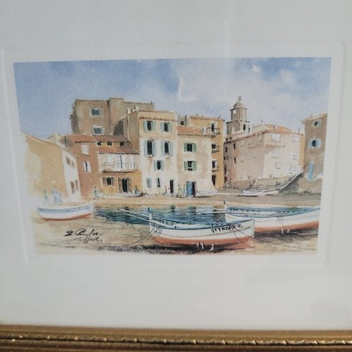 Vtg Miniature Watercolour Seascape Mediterranean Framed Art - photo 2