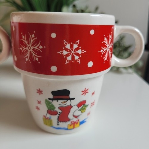 Vintage Stacking Holiday Mugs Festive Christmas Set Of 4 - photo 4
