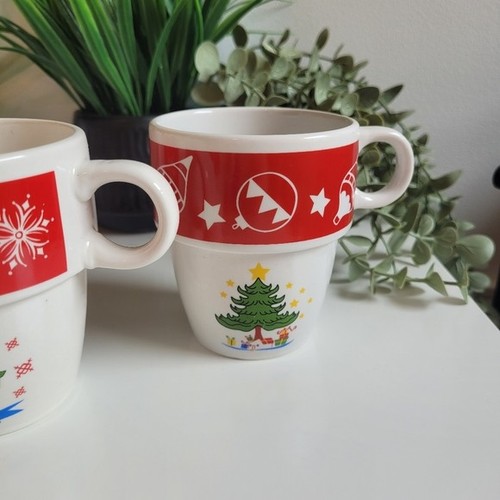 Vintage Stacking Holiday Mugs Festive Christmas Set Of 4 - photo 5
