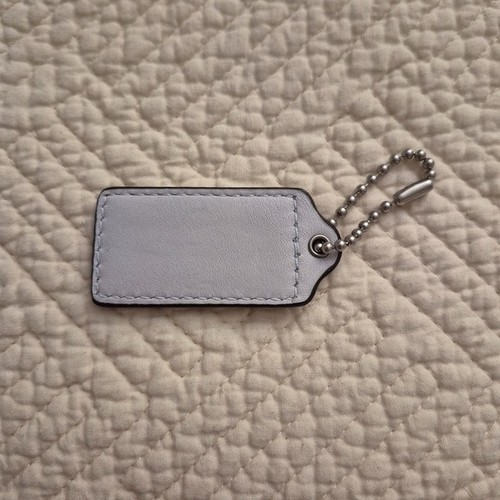 Coach Light Grey Leather Keychain Fob Charm Hangtag - photo 2
