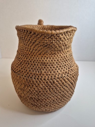 Vintage Woven Rattan Pitcher Vase Wicker Basket Jug - photo 2