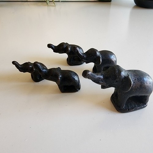 Antique Set of 5 Graduated Bronze Elephant Opium Scale Weights - photo 2