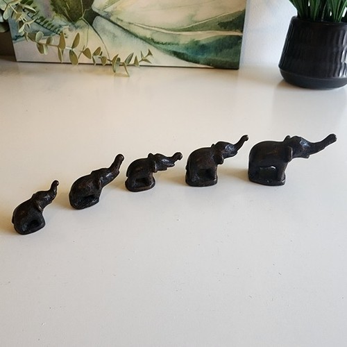 Antique Set of 5 Graduated Bronze Elephant Opium Scale Weights - photo 3
