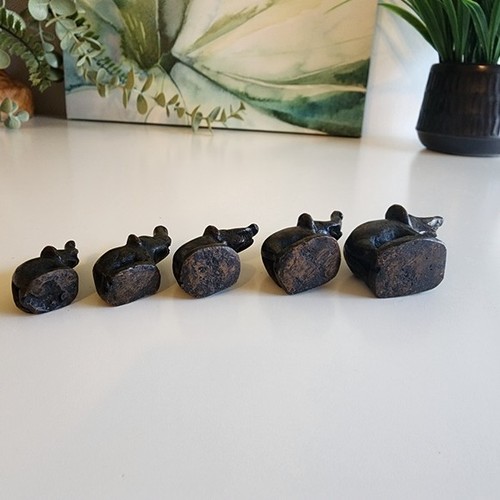 Antique Set of 5 Graduated Bronze Elephant Opium Scale Weights - photo 4